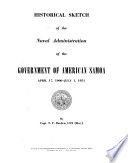 Historical sketh of the naval administration of the government of American Samoa, April 17, 1900-July 1, 1951
