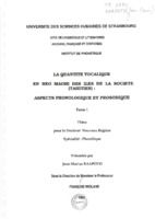 La Quantité vocalique en reo maohi des îles de la Société (tahitien) : aspects phonologiques et prosodique