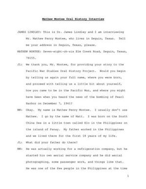 Oral History Interview with Mathew Montee