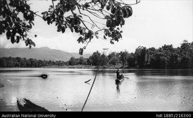 Taken at village of Kuvaugum on other side of Ramu. Looking SW up the ox-bows with mountains rising in background. 5 Aug 1937 2pm bright