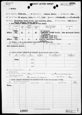 VMSB-231 - ACA Reps Nos 140 & 143-144-Air opers against the Marshall Islands, 8/12-25/44