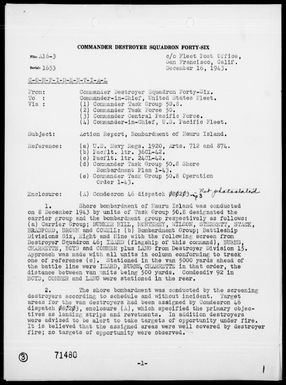 COMDESRON 46 - Act Rep, Bombardment of Nauru Island, 12/8/43