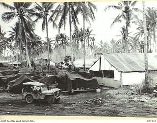 LAE, NEW GUINEA. 1944-03-29. OFFICES AND STORE ROOMS WITHIN THE AREA OF THE 43RD FIELD ORDNANCE DEPOT