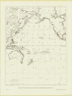 Chart of the Pacific Ocean / by Lieutenant Henry Roberts, London, 1784; reproduced 1979 by Pan Pacific Fine Art Ltd., Auckland; based on an original engraved chart in a private collection