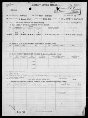 VMF-121 - ACA rep #51 - Bombing bridges on Babel-thuap Is, Palau Is on 3/2/45