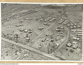 DUMPU AREA, RAMU VALLEY, NEW GUINEA. 1943-11-27. AERIAL VIEW OF THE MAIN DRESSING STATION OF THE 2/4TH AUSTRALIAN FIELD AMBULANCE IN THE 7TH AUSTRALIAN DIVISION HEADQUARTERS AREA