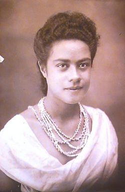 Samoan Woman in Shawl-neck dress