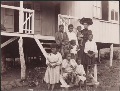 Eva May Godden and people from the school at Lolowai, New Hebrides, 1906 / J.W. Beattie