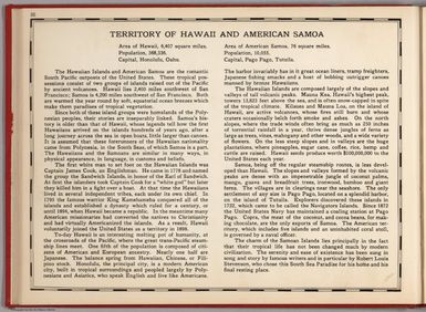 (Text Page) Territory of Hawaii and American Samoa.