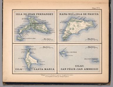 Mapa No. 3. Isla de Juan Fernandez. Rapa-Nui o Isla de Pascua. Isla Santa Maria. Islas San Felix i San Ambrosio.