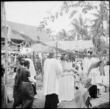 Priests in the Corpus Christi Procession, Vunapope Sacred Heart Mission, Kokopo, New Guinea, 1937 / Sarah Chinnery