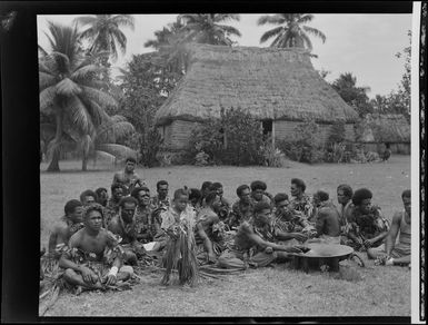 Group of male performers at the meke, Lautoka, Fiji
