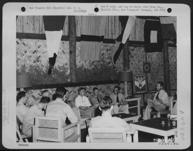 During Her Tour Of The Pacific Area Mrs. F. D. Roosevelt Visits Officers Club At Bora Bora, Society Islands, 21 August 1943. (U.S. Air Force Number 75091AC)