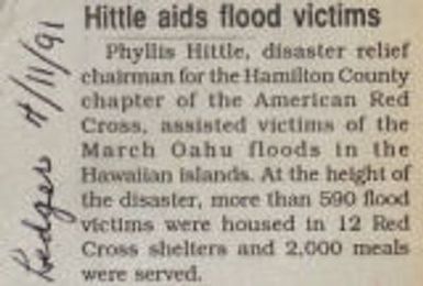 Hittle aids flood victims, 1991