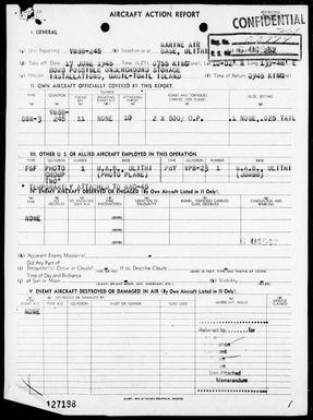 VMSB-245 - ACA Report # 252 â Bombing targets in the Yap Area, Carolines on 6/17/45