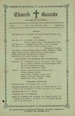 Church Gazette, Polynesia: November 1925