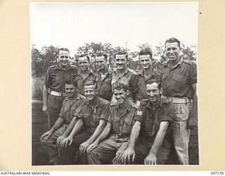 CAPE WOM, NEW GUINEA. 1945-09-27. PERSONNEL OF 110 BRIGADE ORDNANCE FIELD PARK. (FOR IDENTIFICATION OF TEN NAMED PERSONNEL REFER TO PROVISIONAL CAPTION OR NAME INDEX.)