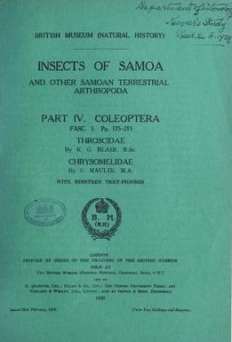 Insects of Samoa and other Samoan terrestrial arthropoda