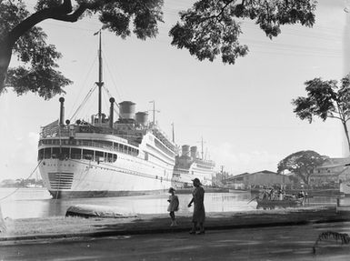 [The "Monterey" and "Mariposa" moored in Samoa]