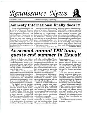 Renaissance News, Vol. 5 No. 10 (October 1991)