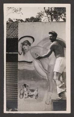[Jim Counts with Pin-Up Painting]