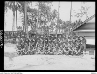 TOROKINA, BOUGAINVILLE, 1945-11-21. MEMBERS OF RESERVE CRAFT SECTION, 42 LANDING CRAFT COMPANY. (FOR IDENTIFICATION OF 43 NAMED PERSONNEL REFER TO PROVISIONAL CAPTION OR NAME INDEX)