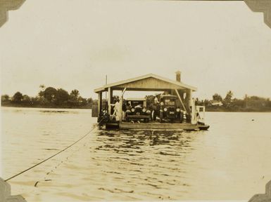 Car ferry on the Rewa River, Fiji, 1928