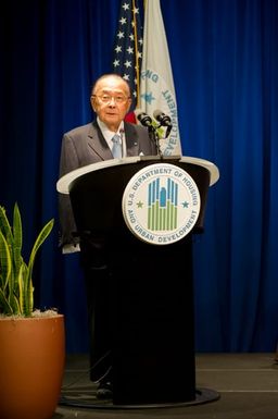 Asian American and Pacific Islanders (AAPI) Heritage event at HUD headquarters, with Hawaii Senator Daniel Inouye and Washington, D.C. television news anchor Eun Yang [among the guest speakers,] and Secretary Shaun Donovan and Deputy Secretary Ron Sims [among the HUD senior officials on hand]