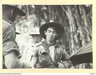 TSIMBA RIDGE, BOUGAINVILLE ISLAND. 1945-02-06. VX93320 PRIVATE H. WAINRIB, 31/51ST INFANTRY BATTALION, AT THE UNIT REGIMENTAL AID POST AFTER BEING WOUNDED DURING AN ACTION IN THE AREA