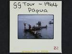 [Men and boys on five canoes out in water], Governor General's tour, Papua, 1964