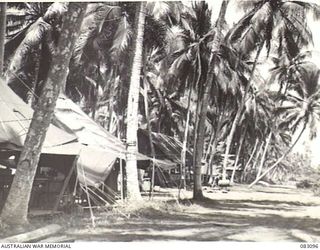 AITAPE, NEW GUINEA. 1944-11-01. THE OFFICER'S LINES, HQ 6 DIVISION, ESTABLISHED AT THE END OF THE BEACH