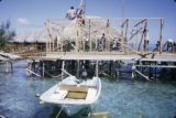 French Polynesia, construction of overwater cabin off shore of Bora Bora