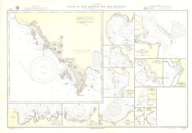 Plans in New Britain (Neu Pommern) and New Ireland (Neu Mecklenburg), Bismarck Archipelago, South Pacific Ocean : from the latest German surveys / Hydrographic Office, U.S. Navy