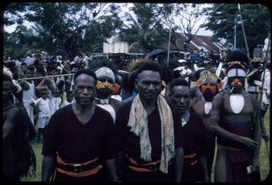 Police boys with Highlanders at a sing-sing, between 1955 and 1960 / Tom Meigan