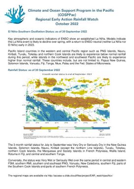 Regional Early Action Rainfall Watch : Monthly and seasonal Rainfall Watch: October 2022