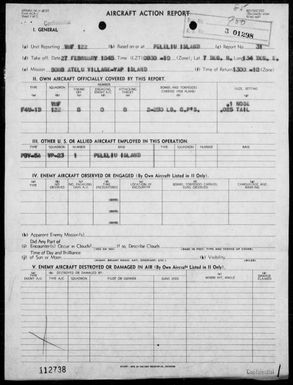 VMF-122 - ACA reps nos 31-32 - Bombing & strafing targets in the yap Area, Carolines & Palau Is on 2/27/45 & 3/2/45