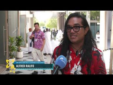 Alfred Ralifo of WWF Pacific talks to Pasifika TV at COP28