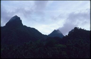 Landscape of volcanic peaks, Rarotonga