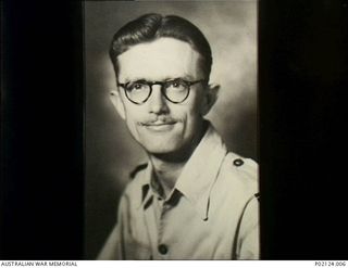 c. 1943-02. Studio portrait of Pilot Officer Herbert William (Bert) Smith, an intelligence officer with No. 77 Squadron RAAF. Smith had earlier escaped from Rabaul where he had served with 2/22nd ..