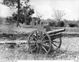 A captured Japanese 75mm infantry gun, model 41 (1908) artillery piece