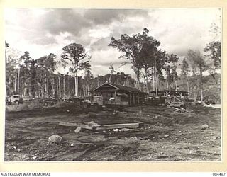 LAE, NEW GUINEA. 1944-12-21. THE UNTHANK MILL SITE. THE MILL, OPERATED BY 2/3 FORESTRY COY MEMBERS, WILL BE EXTENDED AND POSSIBLY OCCUPY THE BEST PART OF THE UNDEVELOPED AREA