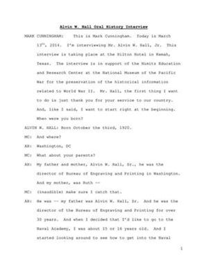 Oral History Interview with Alvin W. Hall, March 13, 2014
