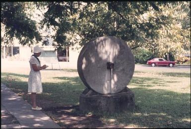 Stone grinding wheel from Marquis de Rays' doomed New Ireland settlement : Rabaul, New Britain, Papua New Guinea, 1971 / Terence and Margaret Spencer