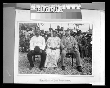 Richard John Seddon with King John and Queen, Mangaia, Cook Islands