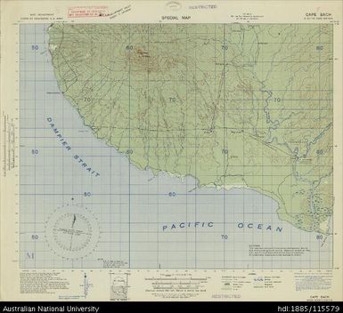 Papua New Guinea, New Britain, Cape Bach, Special map, Sheet B55/7-8, 1943, 1:63 360