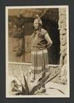 Woman standing in front of marae, New Zealand