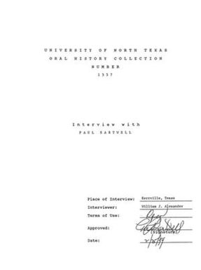 Oral History Interview with Paul Sartwell, February 25, 1999