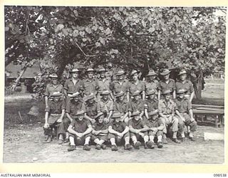 TOROKINA, BOUGAINVILLE, 1945-10-29. MEMBERS OF NO. 9 PLATOON, 15 INFANTRY BATTALION. (FOR IDENTIFICATION OF 23 NAMED PERSONNEL REFER TO PROVISIONAL CAPTION OR NAME INDEX)