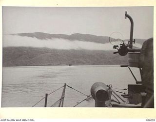 KAIRIRU ISLAND, NEW GUINEA. 1945-09-10. THE MEETING PLACE ELECTED BY MAJOR GENERAL H.C.H. ROBERTSON, GENERAL OFFICER COMMANDING 6 DIVISION, FOR THE FORMAL SURRENDER OF JAPANESE GARRISON FORCES ON ..