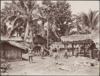 Three men and two boys in the village of Foate, Malaita, Solomon Islands, 1906 / J.W. Beattie